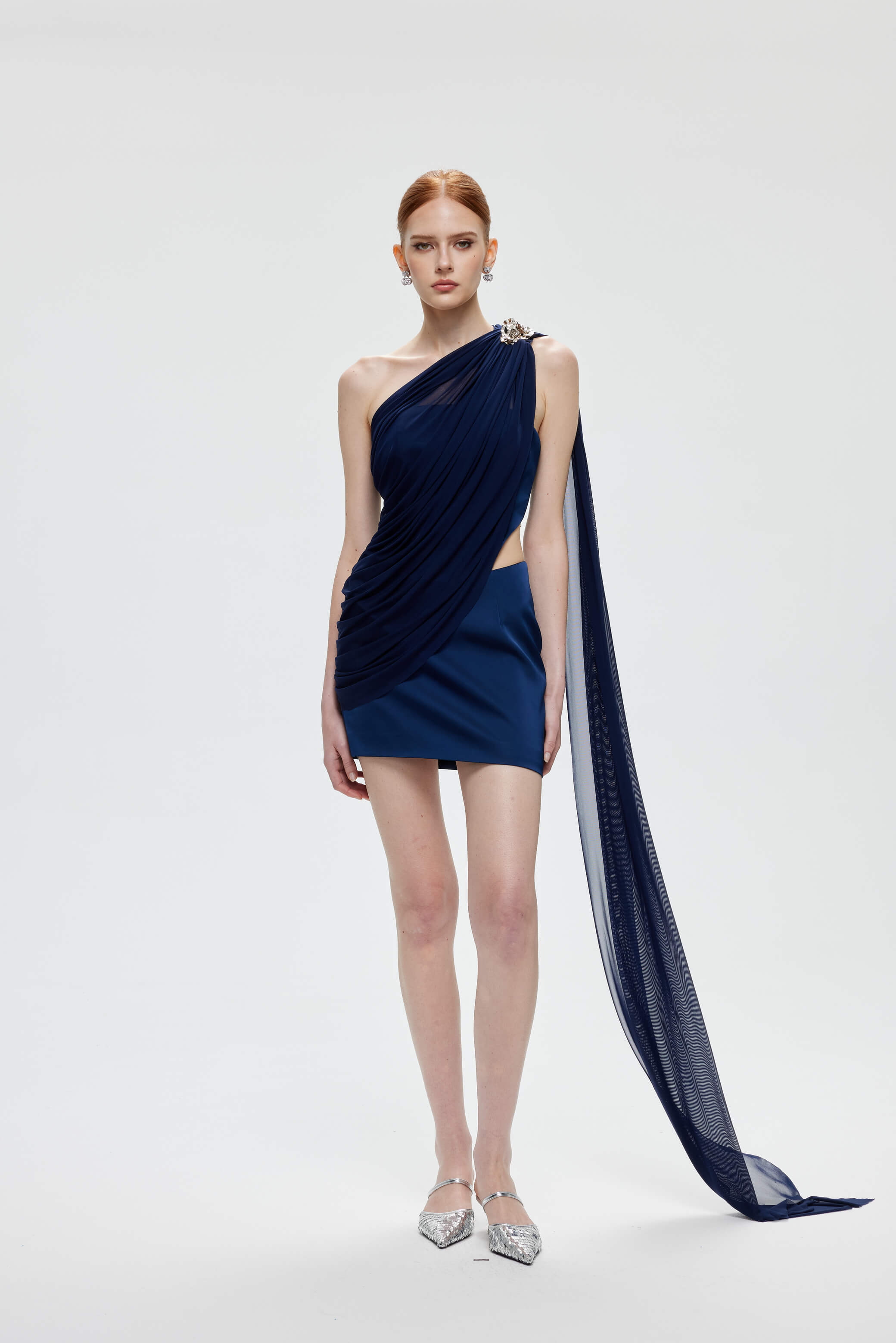 navy blue one sleeve dress Navy One Shoulder Bodycon Mini Dress