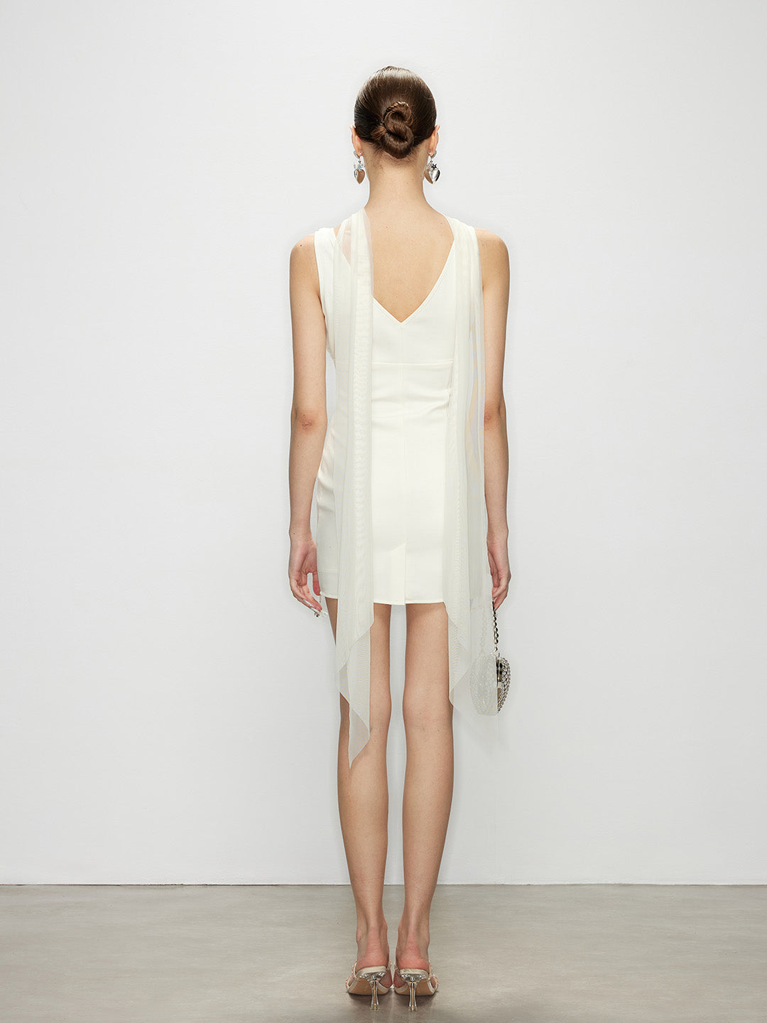 White V-Neck Bodycon Mini Dress | Shell Dress - Eclipse White V-Neck Bodycon Mini Dress | Shell Dress - Eclipse