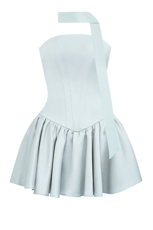 Light Blue Strapless Corset Mini Dress - Arles