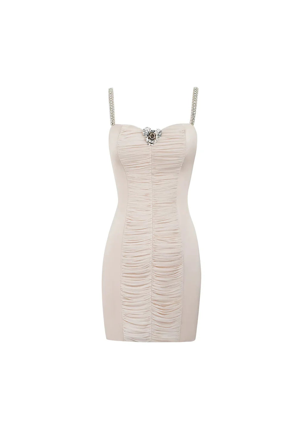 Light Pink Ruched Bodycon Mini Dress - Bijouelle Light Pink Ruched Bodycon Mini Dress - Bijouelle