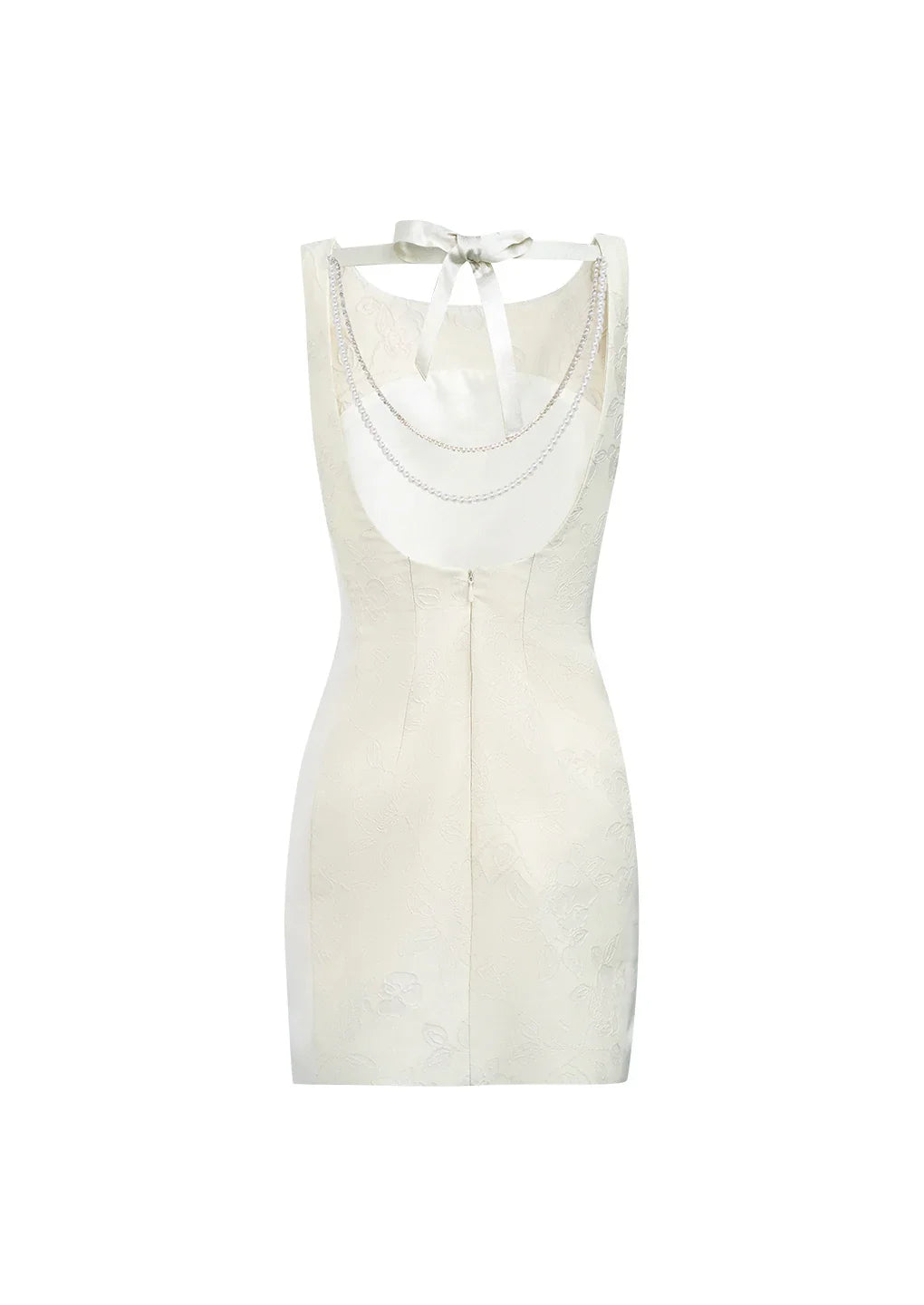 White Backless Pearl Embellished Mini Dress - Artemis | Artel Retro White Backless Pearl Embellished Mini Dress - Artemis | Artel Retro
