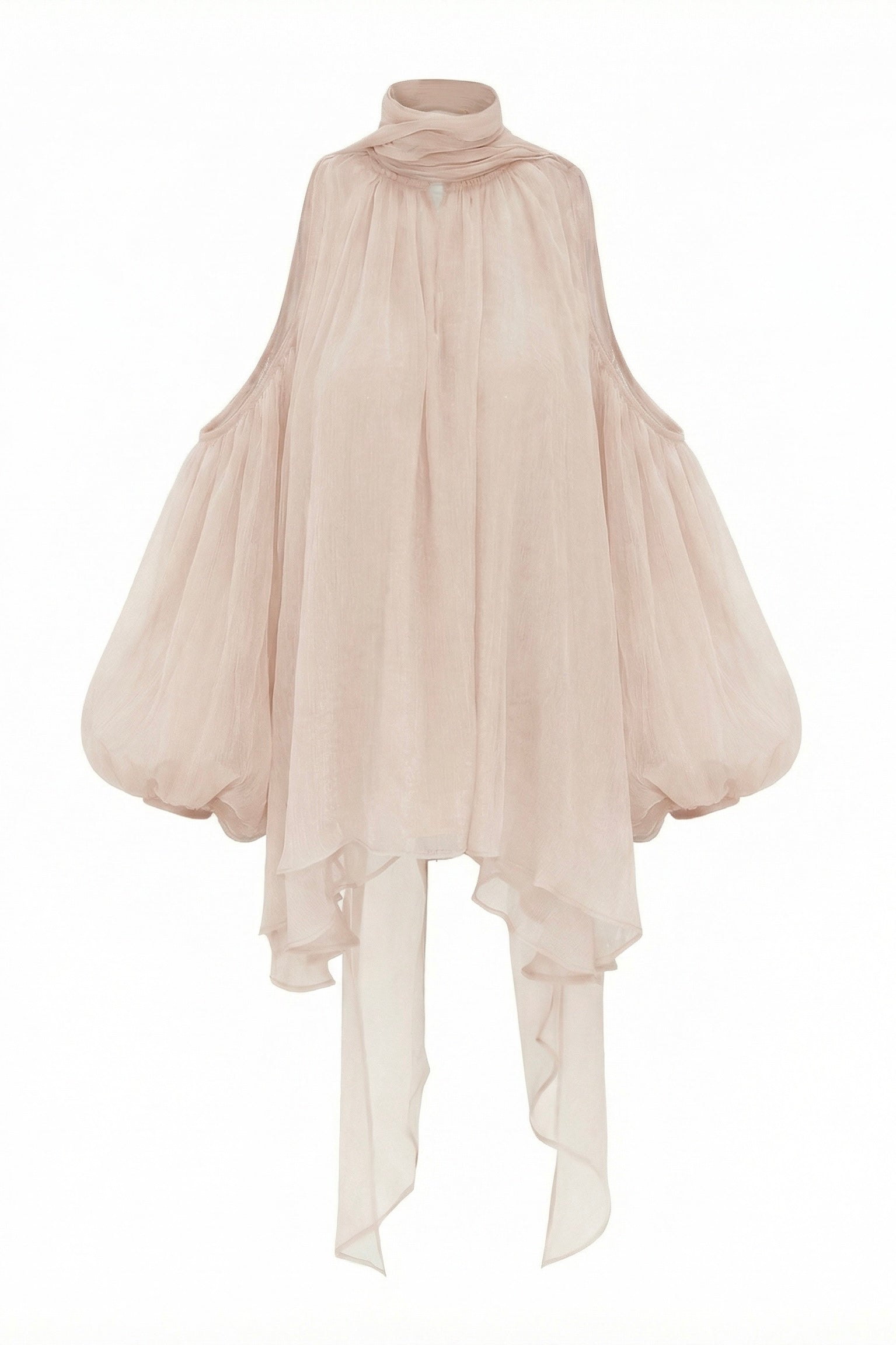 Light Pink Tulle Top | Cold Shoulder Blouse - Aurorette | Artel Retro