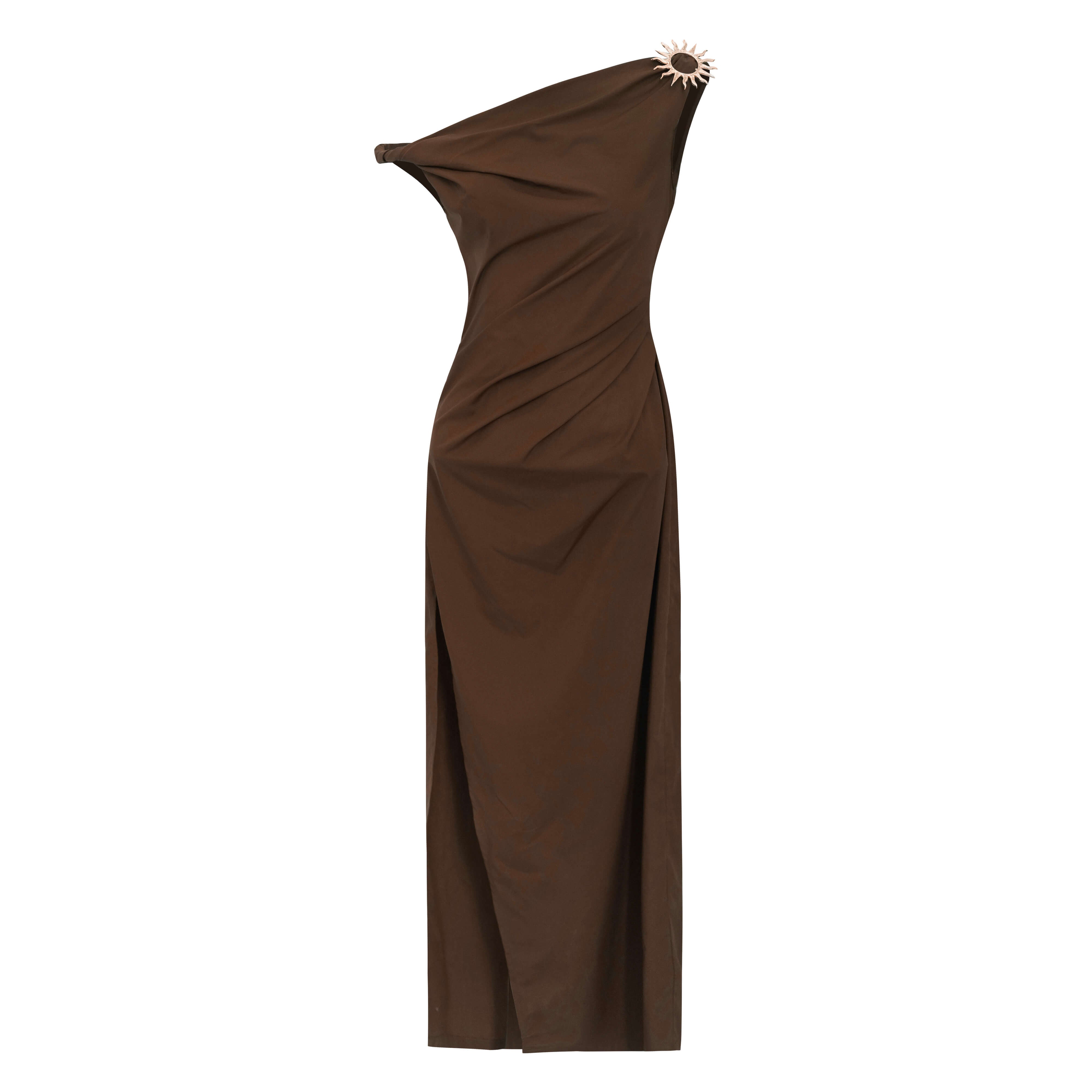 Chocolate Brown High Slit Maxi Dress - Stellar Chocolate Brown High Slit Maxi Dress - Stellar