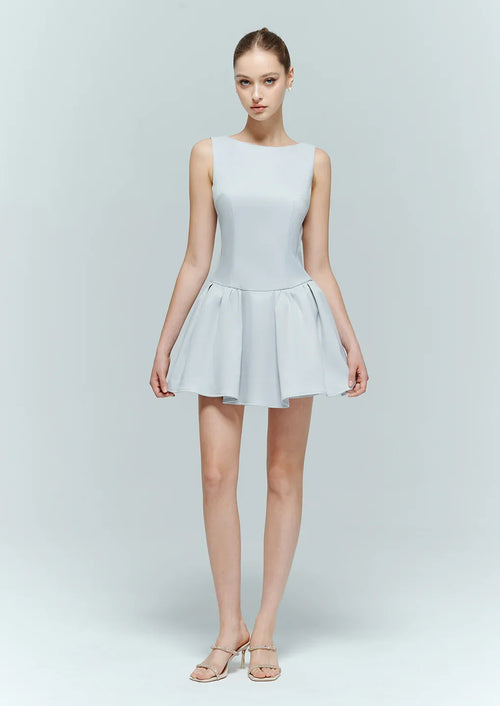 Etoile open back bow dress in light blue – A-line mini dress by Artel Retro