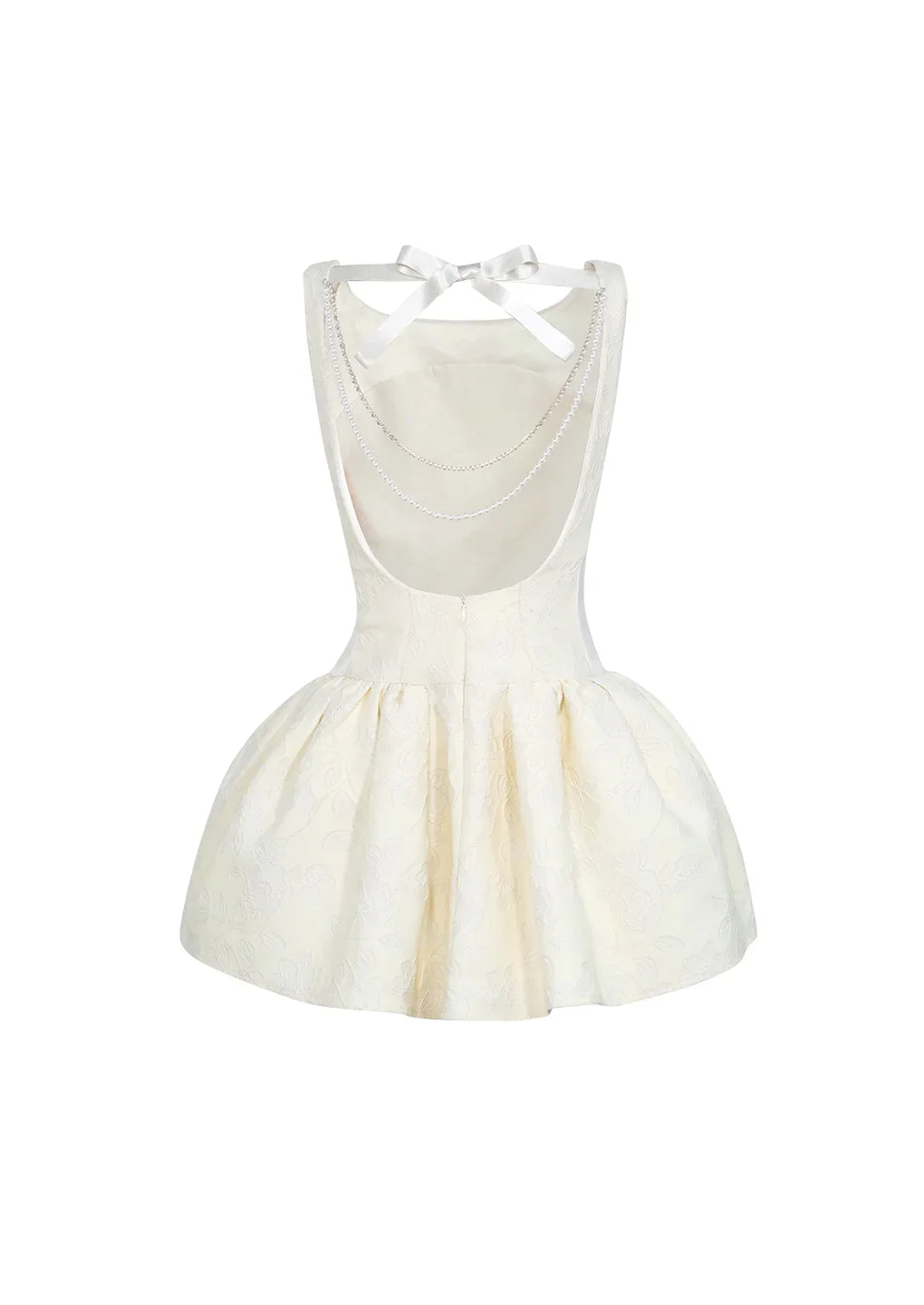 Open Back Pearl Mini Dress in White - Selene