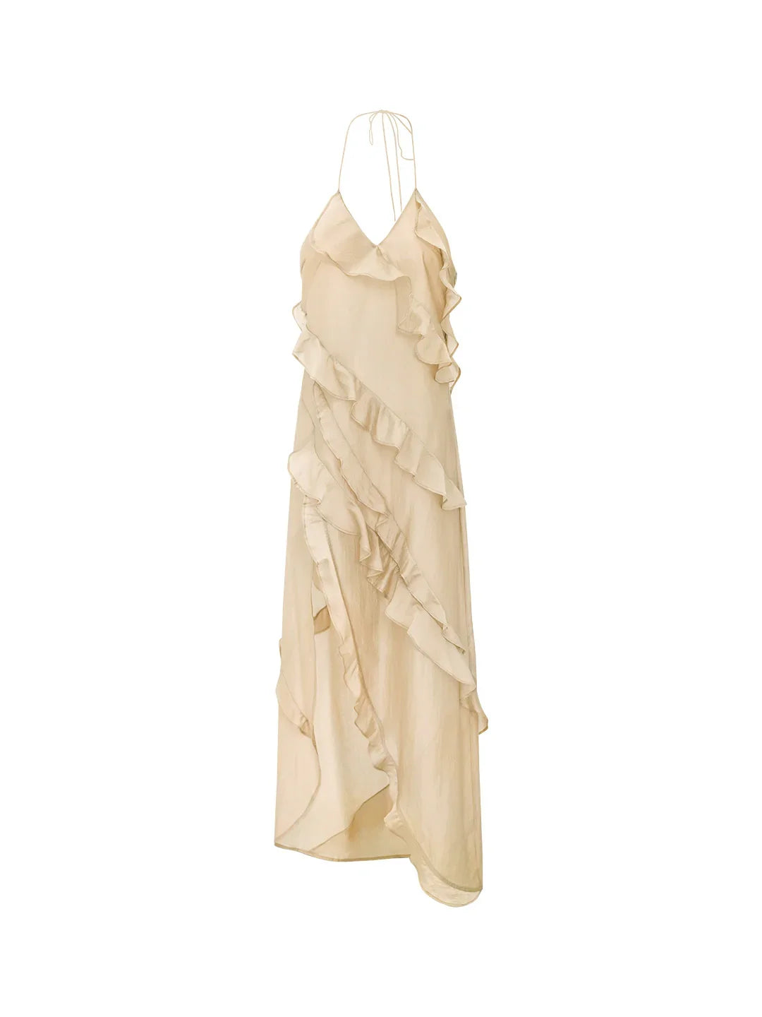 beige frill sleeve maxi dress Lace Ruffle Sleeve Maxi Dress in Cream