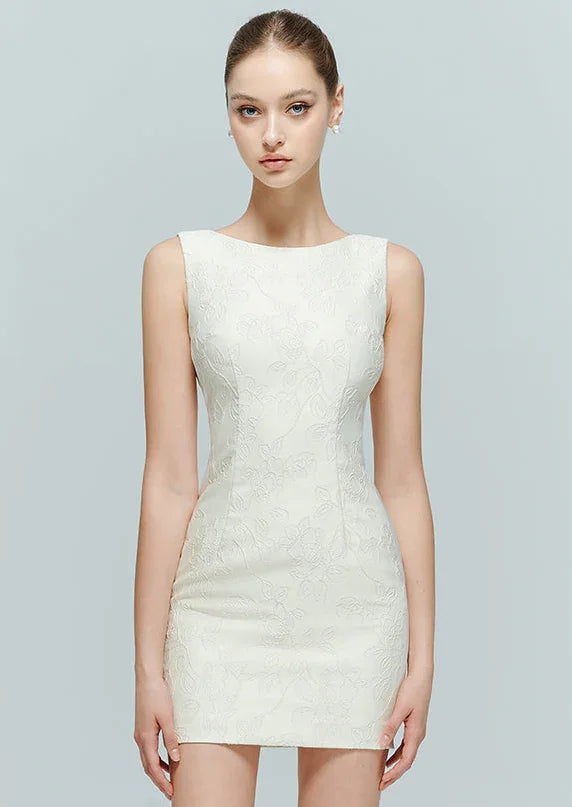 White Backless Pearl Embellished Mini Dress - Artemis | Artel Retro 40 White Backless Pearl Embellished Mini Dress - Artemis | Artel Retro 40